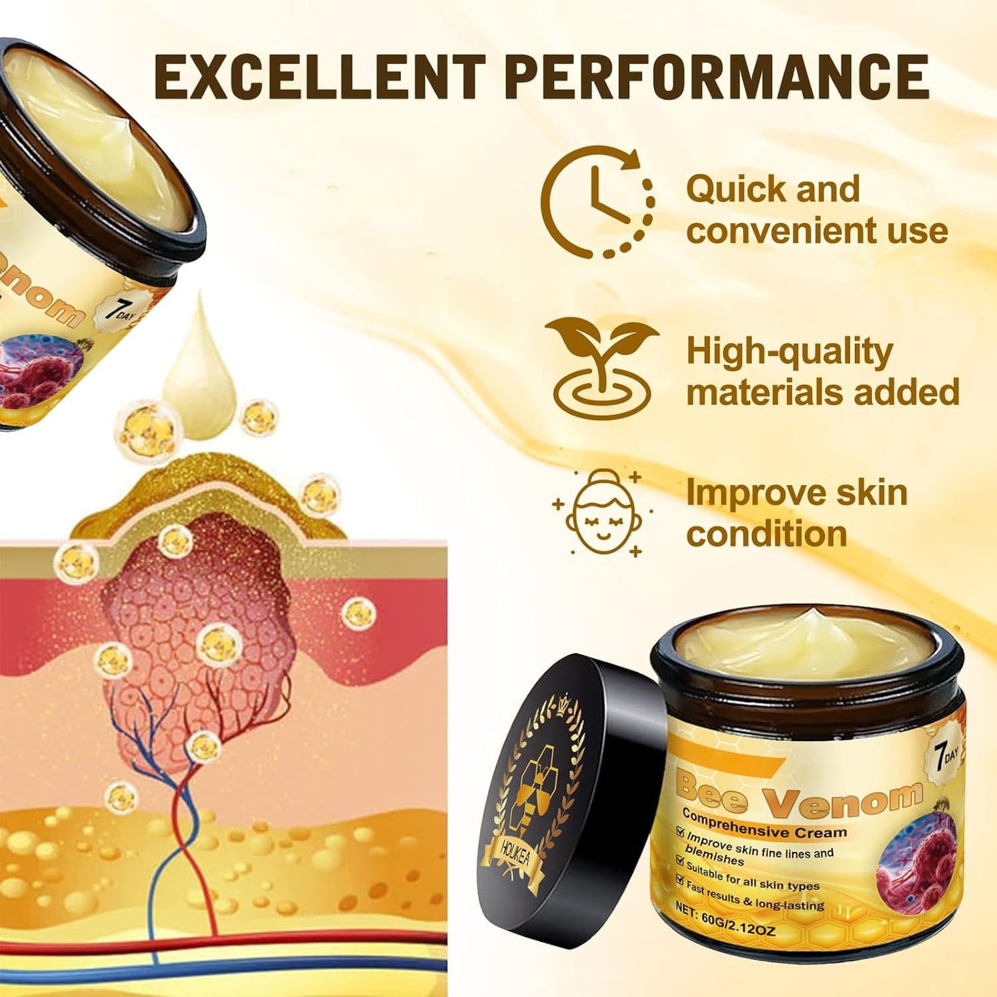 Bee Venom Comprehensive Cream, 2025 New Bee Venom Skin Treatment Cream, Firms and rejuvenates the skin, Natural Serum Suitable for All Skin Types (3)