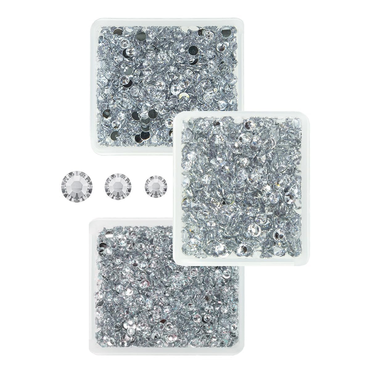 Clear Silver Resin Rhinestones for Crafting Crystal White Flatback Rhinestones 3mm 4mm 5mm Non-Hotfix Stones Diamonds Crystals Gems Charms for Nails Face Eyes Makeup Tumblers Bottles DIY Crafts