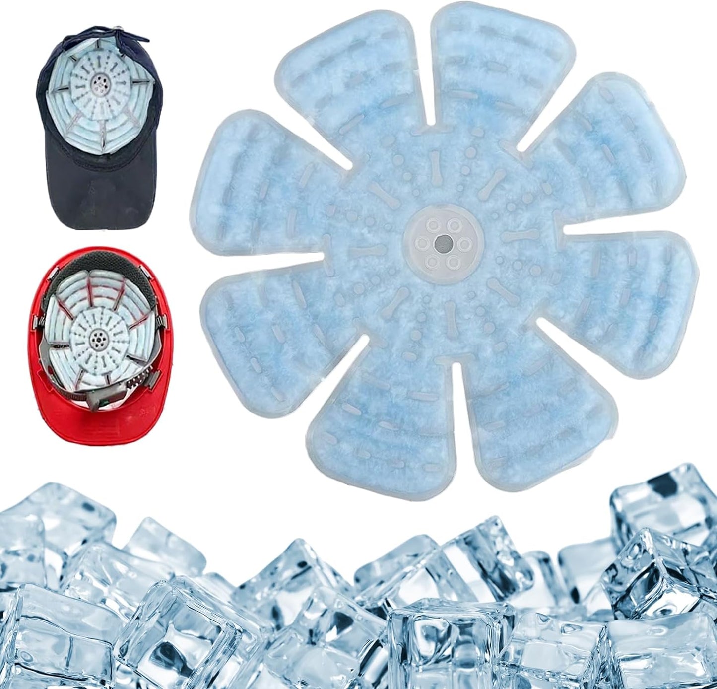 PCM Ice Hat, Heat Stroke Prevention Cooling Hat Insert, Reusable Ice Pack for Hard Hats, Sun Hats, Cycling Helmets, Summer Cooling Accessories, Natural Freezing Below 28°C/82.4°F (Blue, A1)