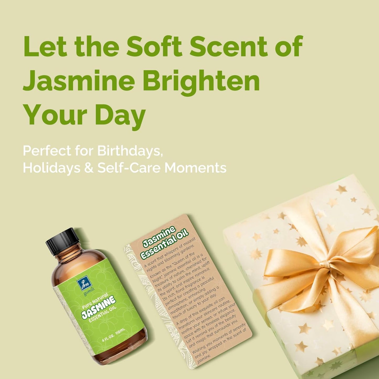Jasmine Essential Oil 4 Oz, 100% Pure Jasmine Oil for Diffuser, Skin, Hair, Body & Face, Perfume, Floral Scent for Relaxation, Aromatherapy & Massage