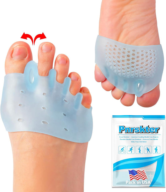 Toe Spacers & Metatarsal Pads (6PCS), Breathable Ball of Foot Cushions, Gel Toe Separator, Relief Foot and Bunion Pain, Plantar Fasciitis, Mortons Neuroma, Blisters, Diabetic Feet, Hammer Toe