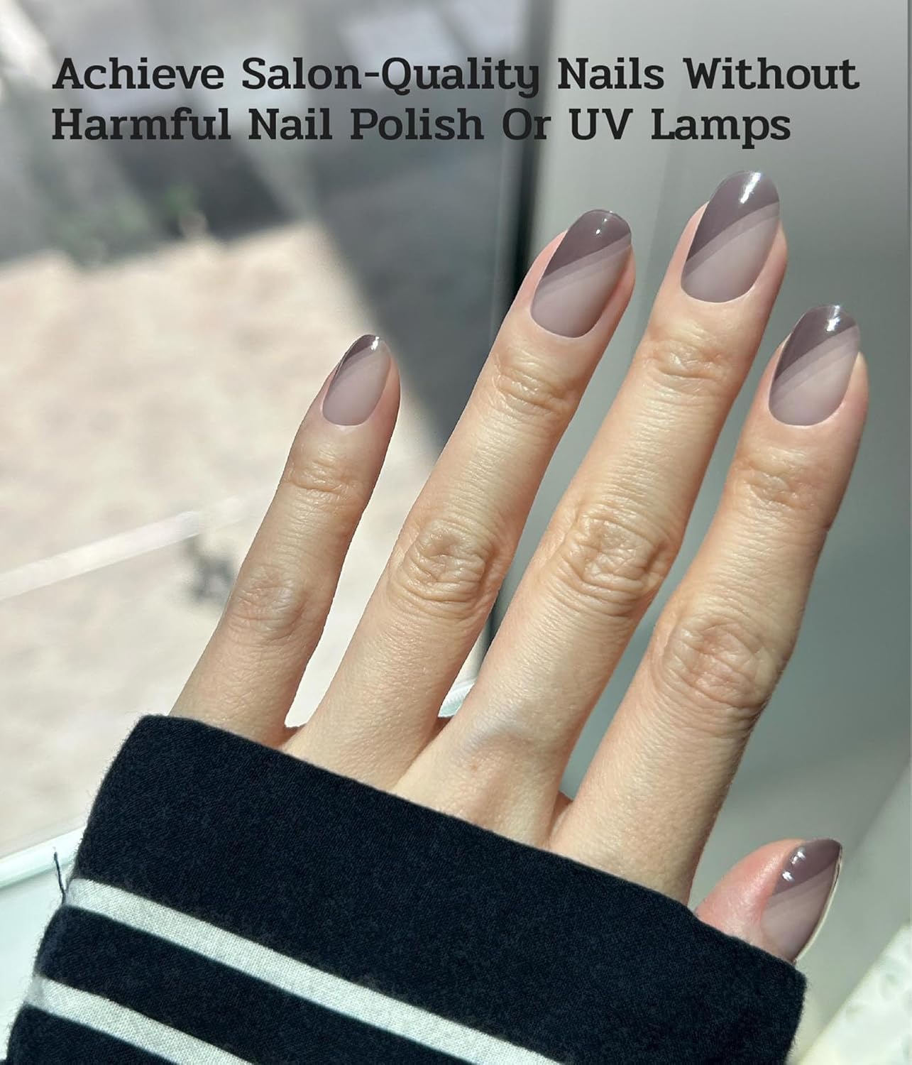 Nail Polish Strips - 22 Pcs Salon Quality Gel Nail Stickers - Long Lasting Wraps (Lost in Maze Brown&White)