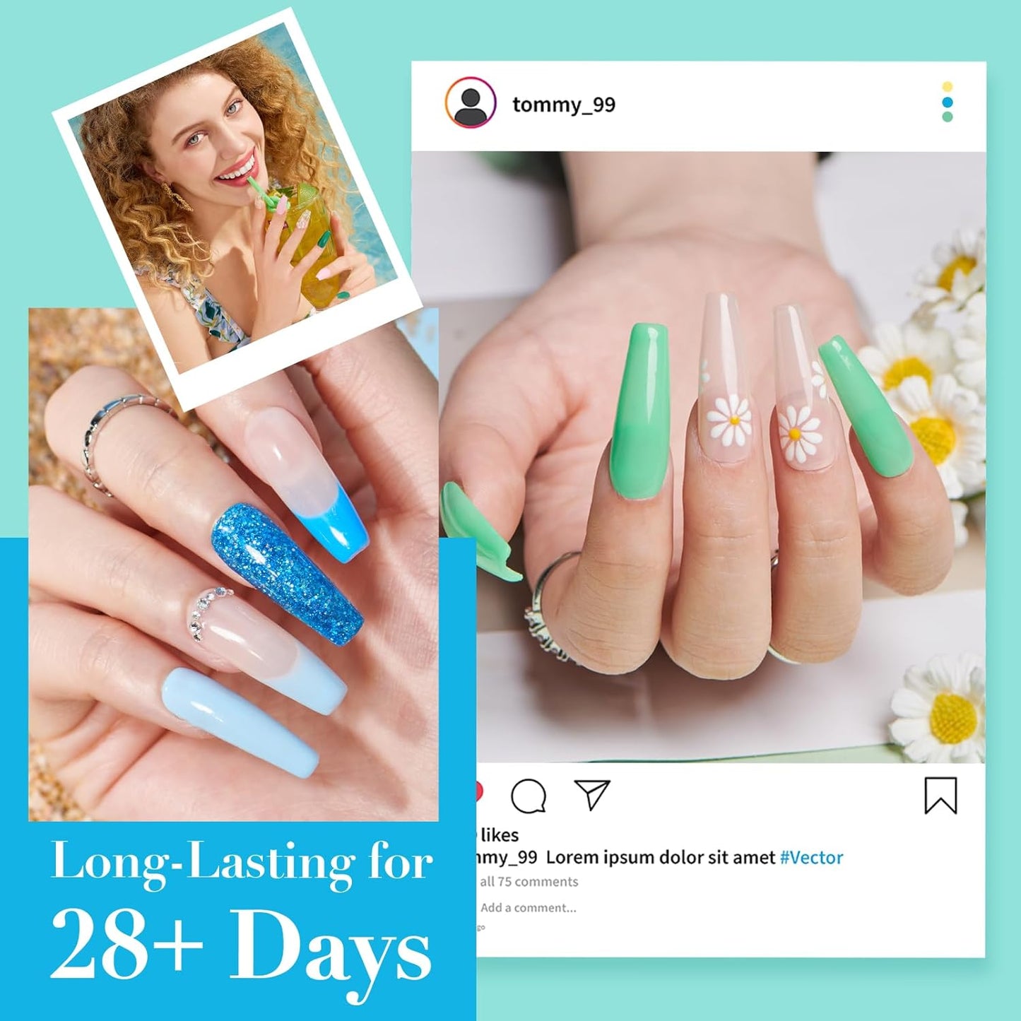 AZUREBEAUTY 31 Pcs Dip Powder Nail Kit Starter, Spring Summer 20 Colors Glitter Neon Pink Blue Green Dipping Powder Liquid Set with Top/Base Coat Activator for French Nail Art Manicure DIY Salon Gift