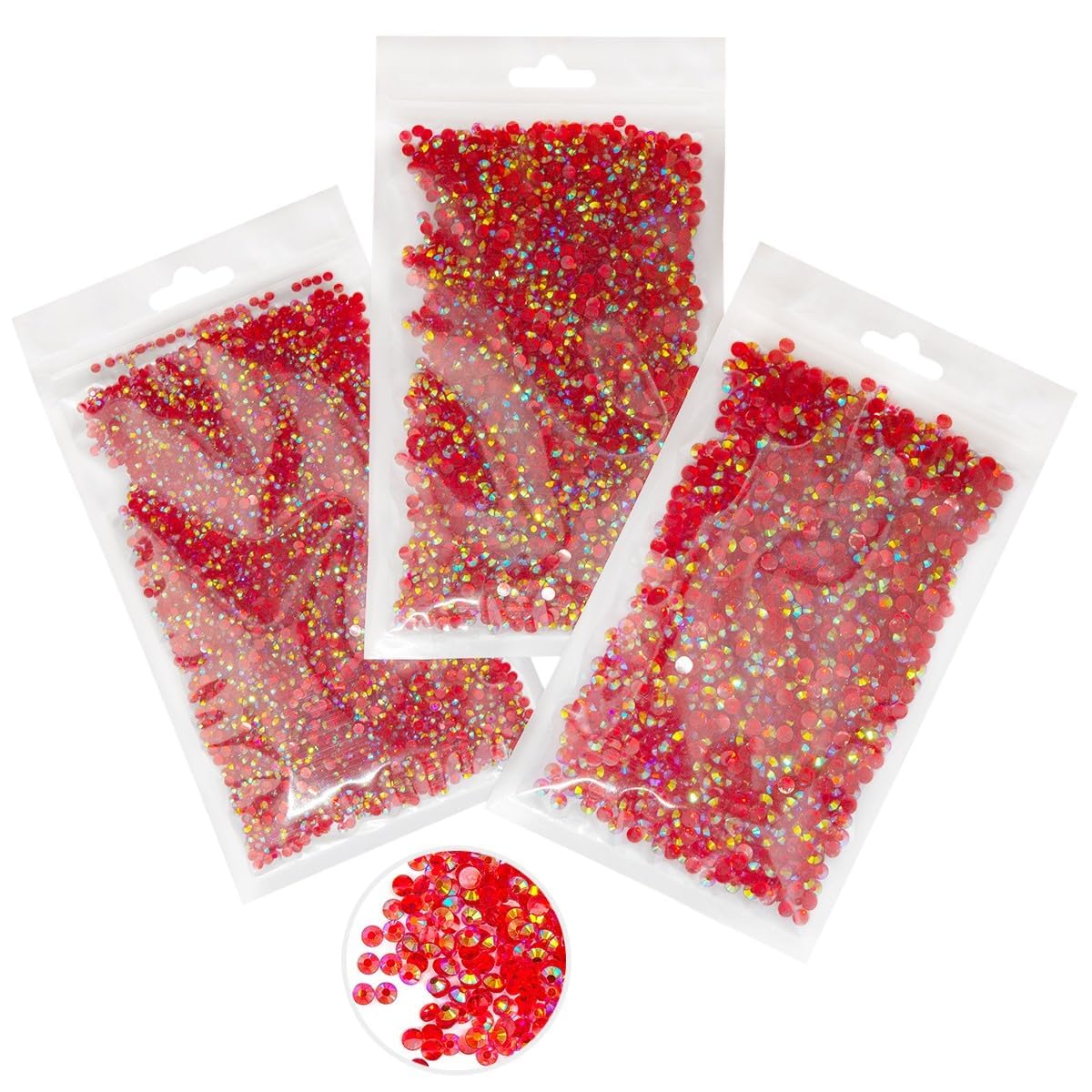 16000PCS Red AB Resin Rhinestones for Crafting 3mm 4mm 5mm Flatback Jelly Stones Bulk SS10 SS16 SS20 Diamonds Crystals Gems Charms for Nails Face Eyes Makeup Tumblers Bottles DIY Crafts Clothes