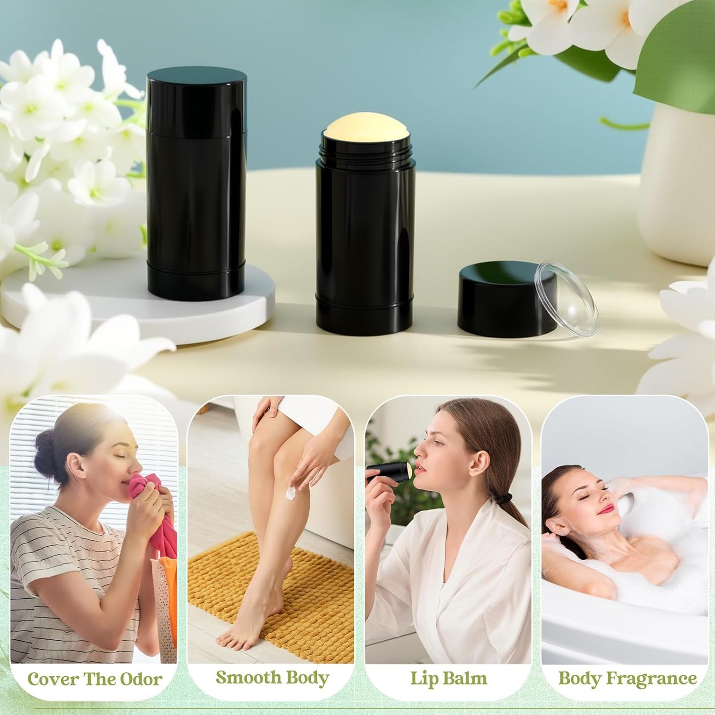 30 Pcs Empty Deodorant Containers Twist up Filling Stick Plastic Deodorant Container Refillable Bottles Bottomfill Round Lip Balm Tubes for Homemade DIY Lipstick Crayon(15 ml,Black)