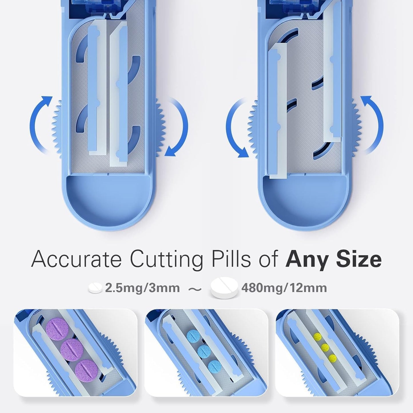 ONE PIX Pill Cutter Splitter for Small and Tiny Pills, Pill Cutter for Cutting Multiple Pills at a Time in Half, Pill Cutter for Small or Large Pills with Hidden Sharp Stainless Steel Blade, Pink