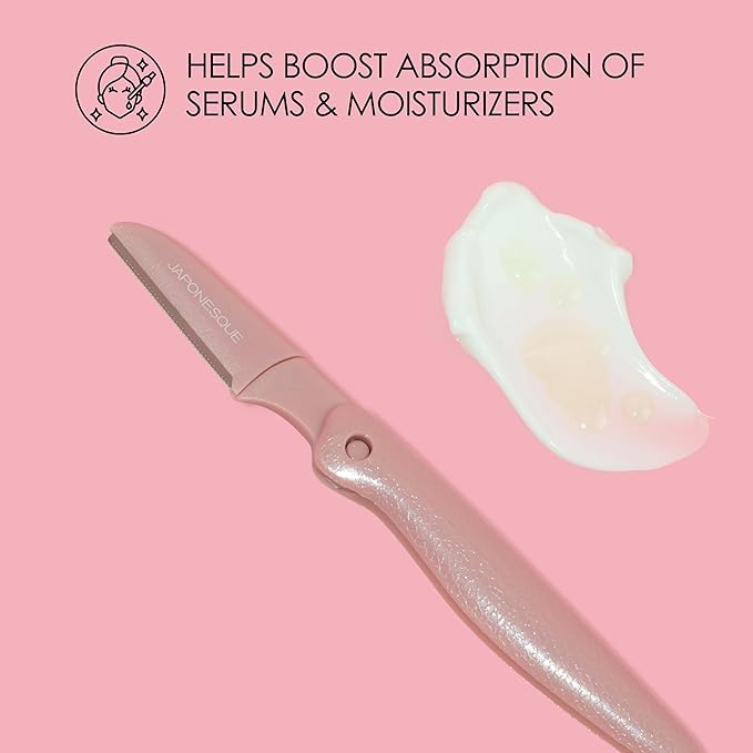 JAPONESQUE Foldable Dermaplaner Facial Razors - 3 Piece Set, Eyebrow And Facial Hair Razor Kit - One Blade Fixed Dermaplane Razor For Women Multicolor