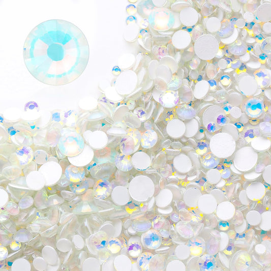 F White Flatback Rhinestones, Glass Rhinestones for Nail Art and Craft, Glue Fix, Loose Crystal Gemstones(F White, SS10, 1440pcs, 2.7-2.8mm)