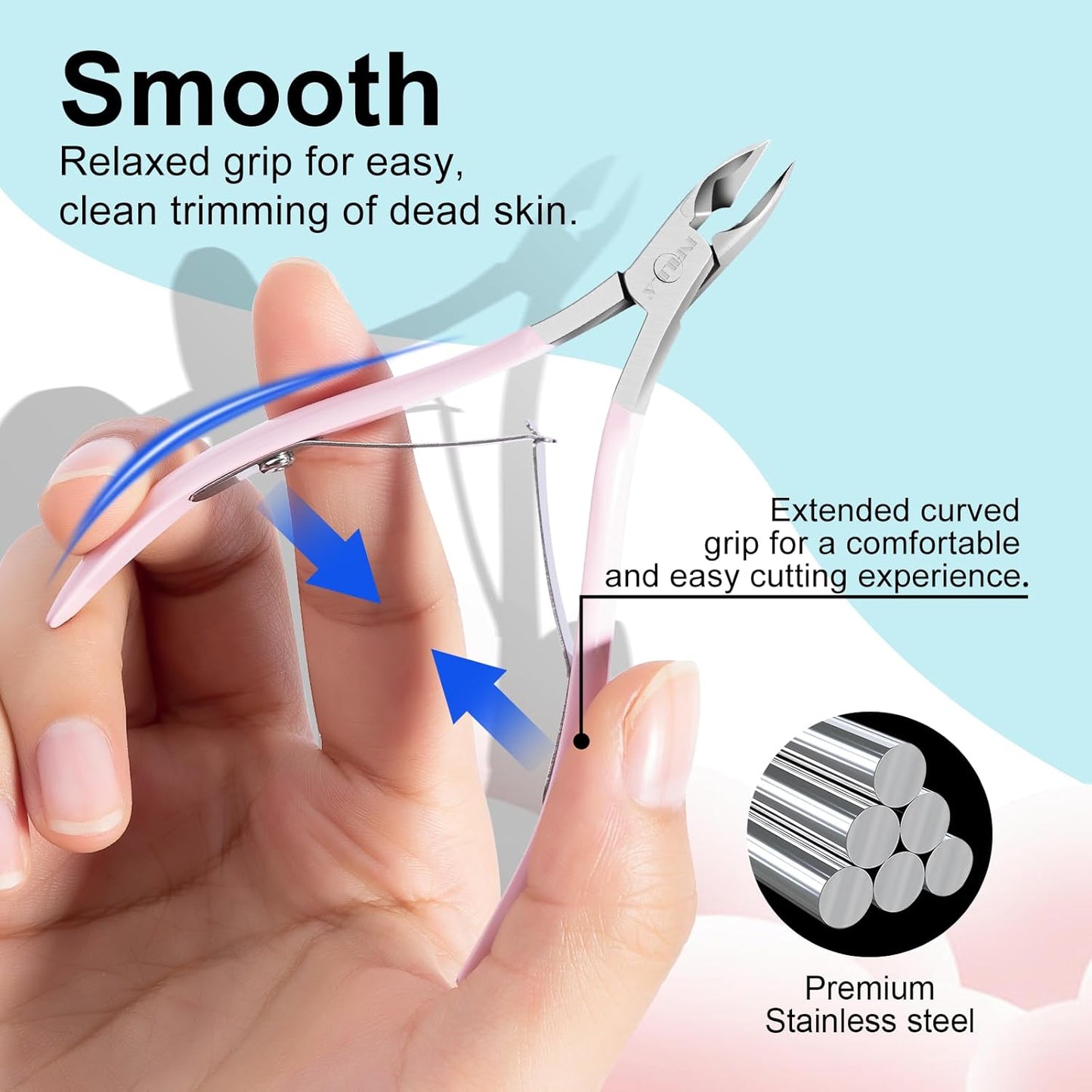 NXJ INFILILA Cuticle Trimmer, Cuticle Clippers for Women Stainless Steel Cuticle Cutter Extremely Sharp Full Jaw Cuticle Nippers Gift for Professional Nail Salon and Home Use