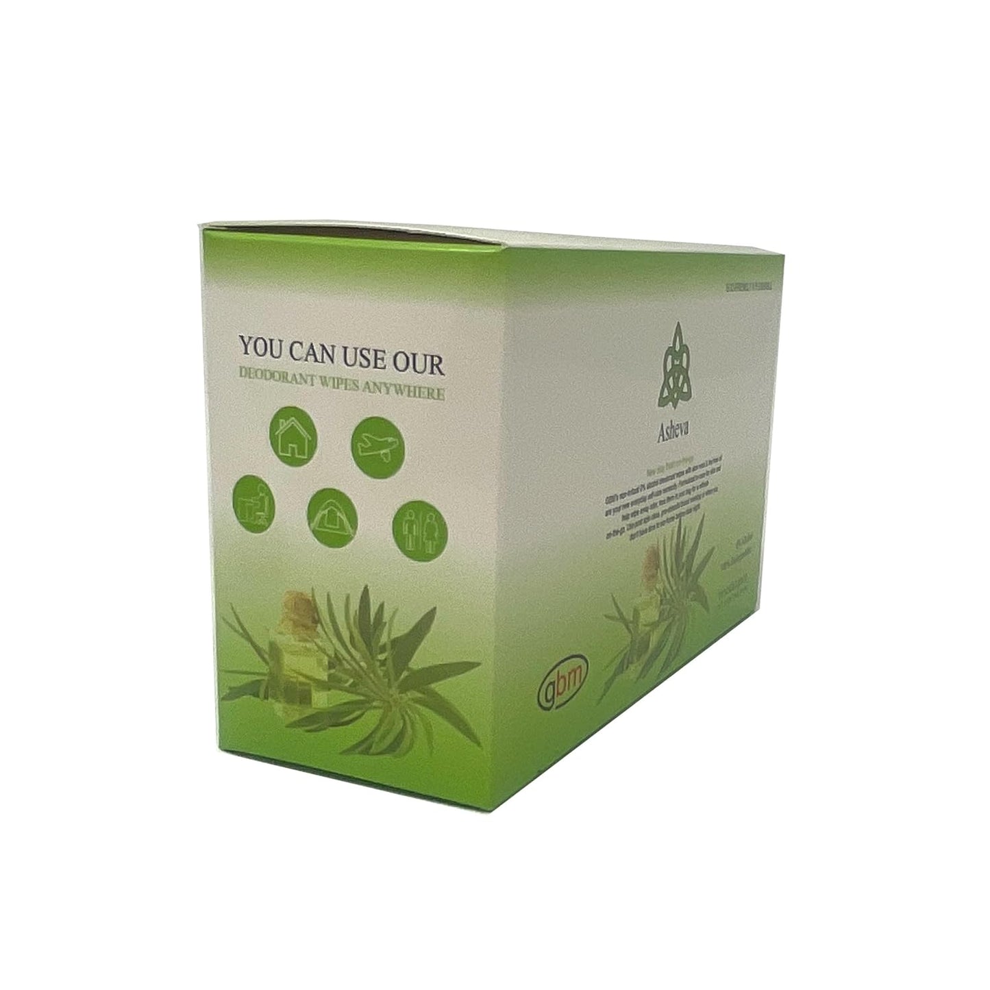 Asheva - Individually Packaged Deodorant Wipes - Box of 15 Wipes (Tea Tree)