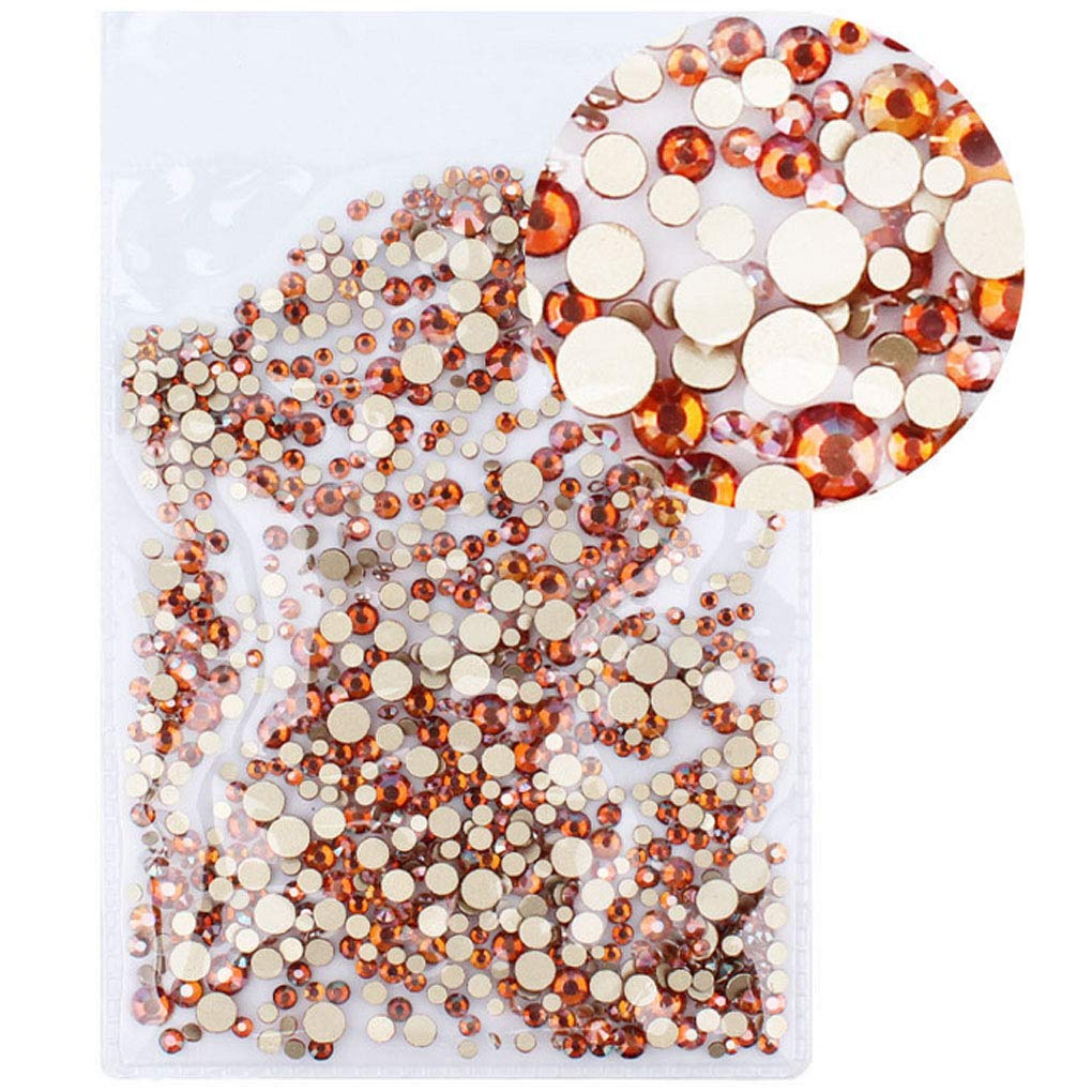 Rhinestones flat back gems round DIY decorative Nail Face and apparel accessories ss3-20 mix size(4320pcs amber)