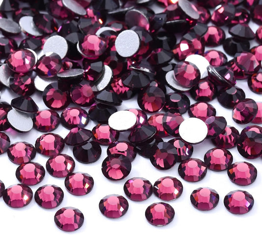 Purple Flatback Rhinestones, Glass Rhinestones for Nail Art and Craft, Glue Fix, Loose Crystal Gemstones(Purple, SS16, 2880pcs, 3.8-4.0mm)