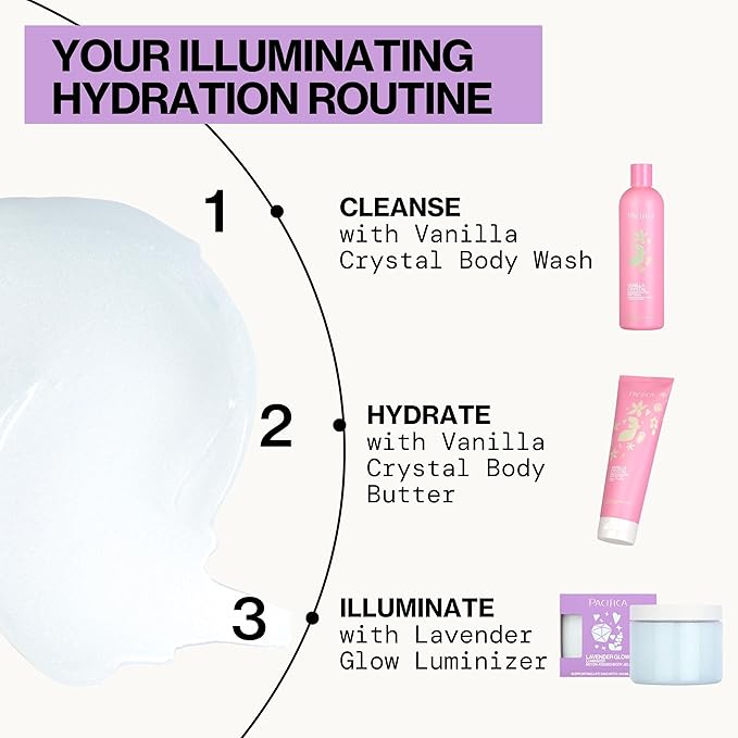 Pacifica Lavender Glow Shimmering Body Jelly – Moon-Kissed Illuminator & Hydrating Body Gel, Lightweight Glow Highlight with Lavender & Vanilla, Clean Beauty, Vegan, Cruelty-Free, 6 oz