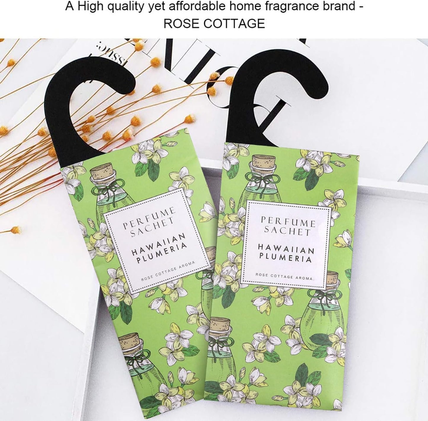 Large 12 Packs Hawaiian Plumeria Hanging Closet Air Freshener Scented Sachets Long Lasting Smell Goods