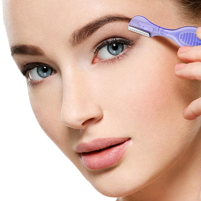 30 Pcs Dermaplane Razor Eyebrow Razor for Women Trimmer Shaver with Precision Cover Multipurpose Exfoliating Dermaplaning Tool Facial Hair Removal for Women Face Lip Grooming, 3 Colors