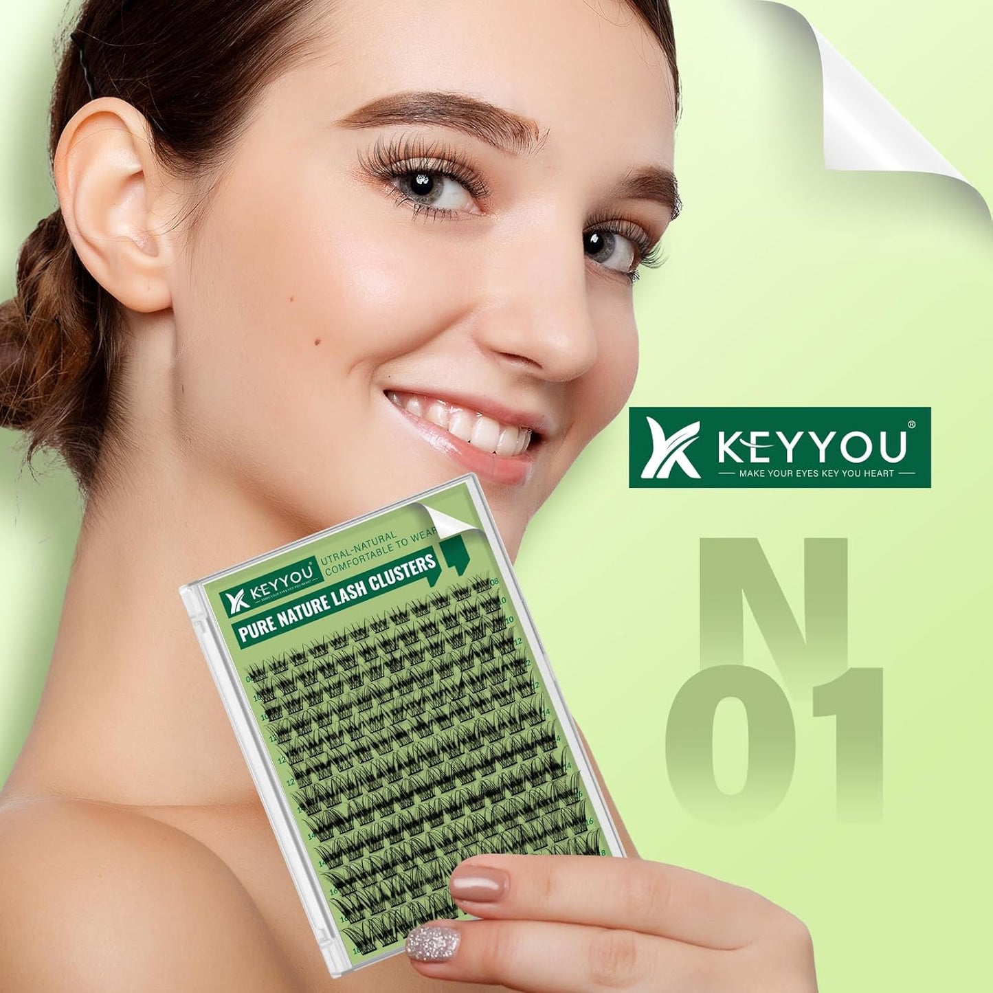 Natural Lash Clusters Wispy Eyelash Clusters 144 pcs Cluster Eyelash Extensions D Curl Individual Lashes 8-18MIX Mix Length Light and Natural Lashes Look with Thin Lash Band by KEYYOU(N01-8-18MIX-D)