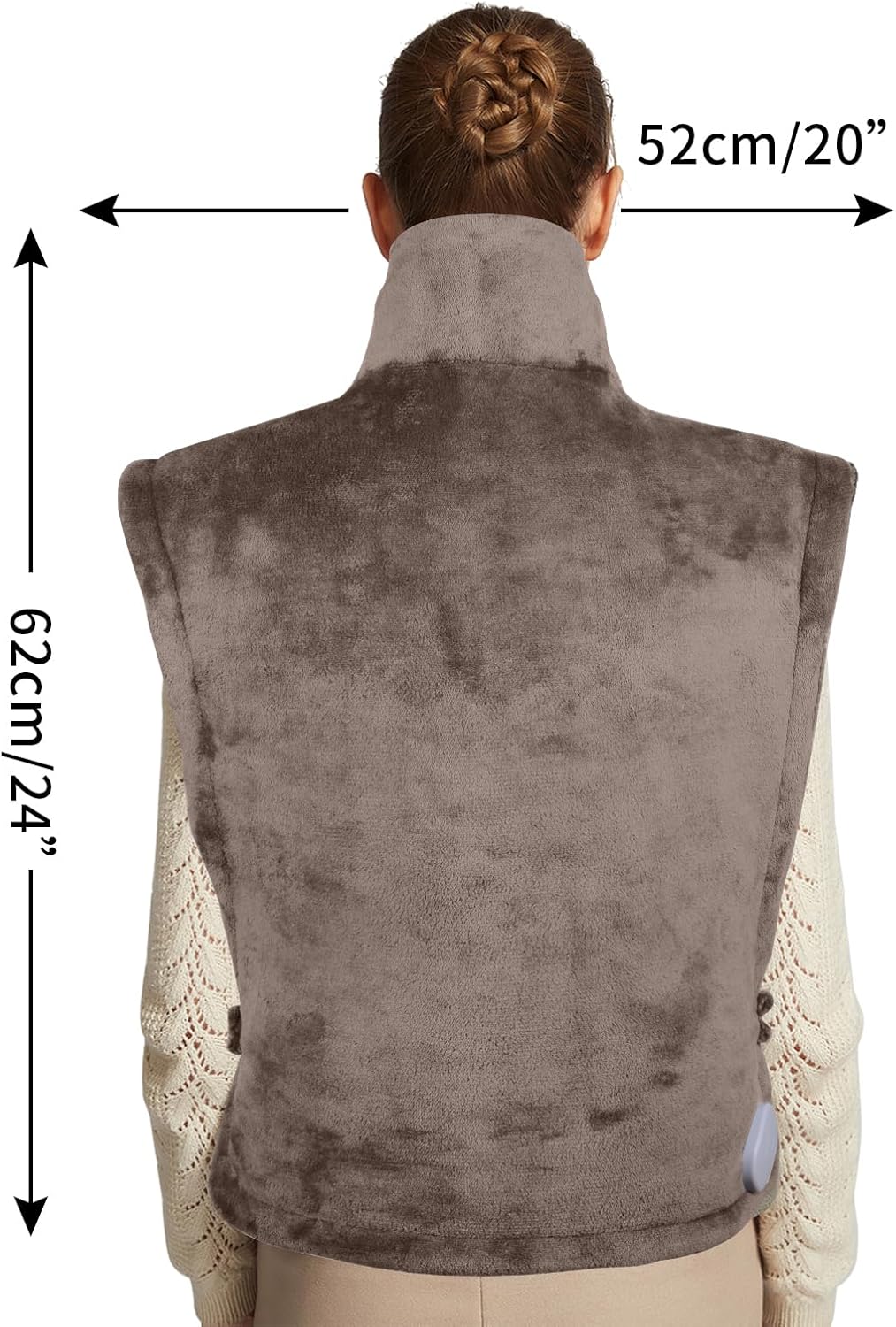 Ambershine 26"x35" XXXL King Size Neck& Shoulder& Back Heating Pad with 12 Temperature Settings& 4 Auto-Off Countdown Timers, Pain Relief for Back/Neck/Shoulder, Christmas Gift for mom dad(Light Tan)