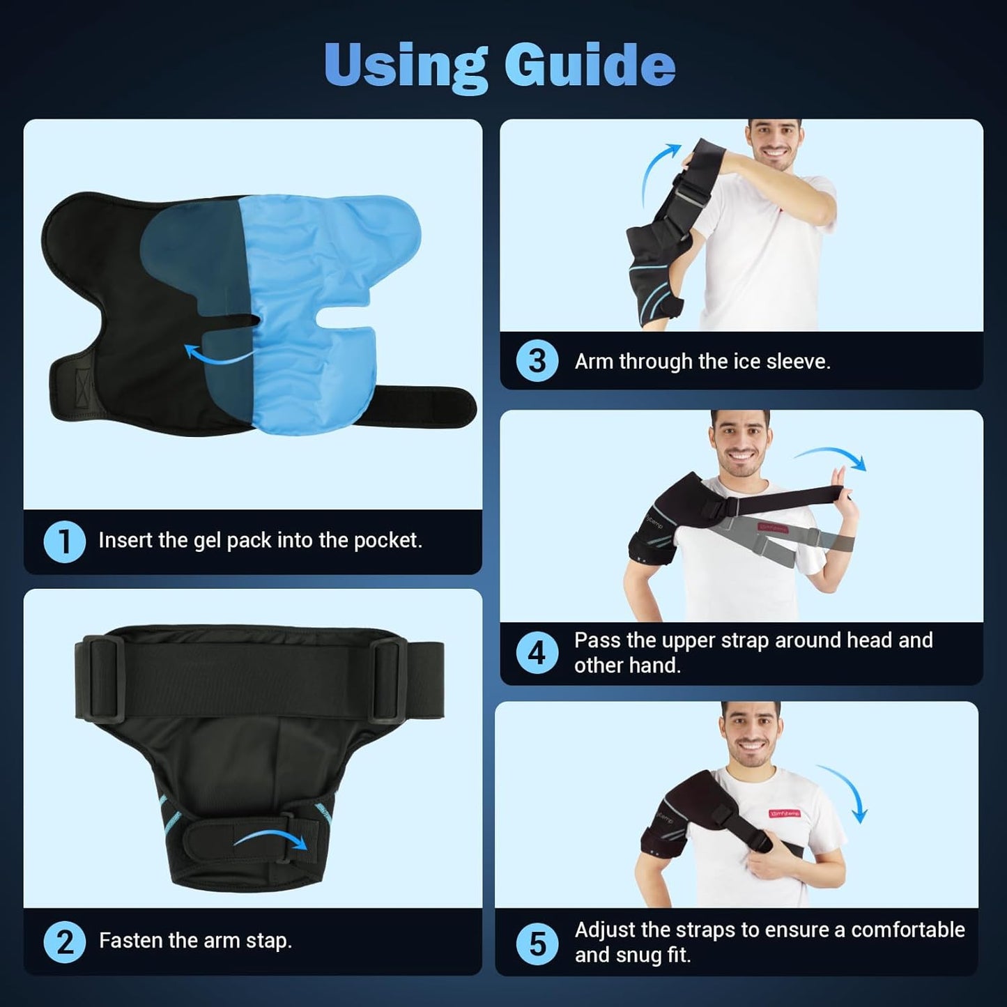 Comfytemp Shoulder Brace Ice Pack Wrap, FSA Eligible HSA Approved Item, Gel Cold Compression Sleeve for Injuries Reusable Arm Rotator Cuff Pain Relief, Physical Therapy Recovery Gift Men Women Elderly