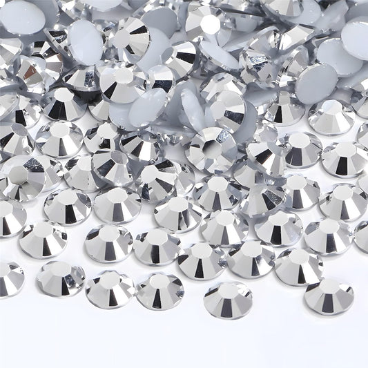 Flatback Rhinestones Round Gems for Nails Art and Crafts 2000Pcs SS16 4mm Glitter Crystals Stone DIY Bags Clothes Shoes (Silver)