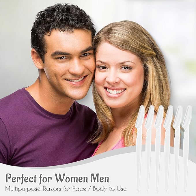 6 Pcs White Eyebrow Razor, Face Razors Multipurpose, Facial Razors for Women Men, Eyebrow Trimmers Shaver with Protective Cover, Dermaplaning Tools for Face Body Use, Facial Hair Removal Tools