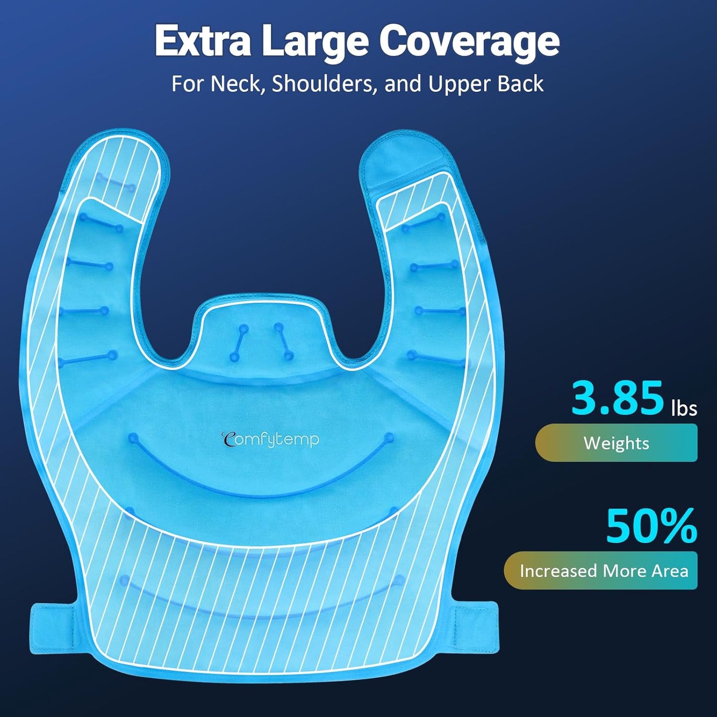 Comfytemp Large Ice Pack for Neck Shoulders Upper Back Pain Relief with Straps, Wearable Reusable Gel Ice Wrap with Cold Compression Therapy Recovery for Upper Back, Cervical (L)