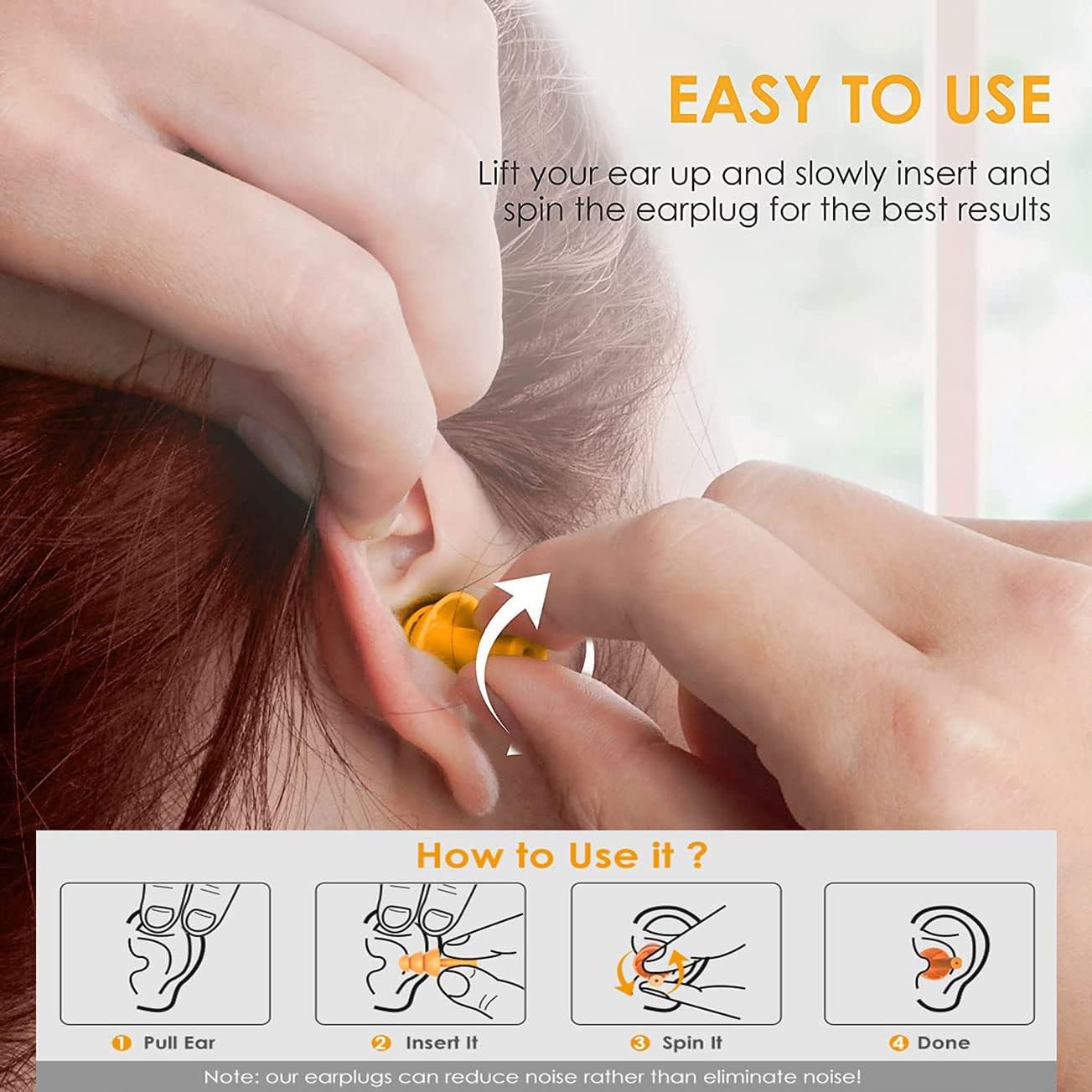 Earplugs for Sleeping Noise Cancelling Reusable Silicone Ear Plugs Suitable for Swimming Travel Snoring Airplanes Study Work Noisy Places（8Pairs）