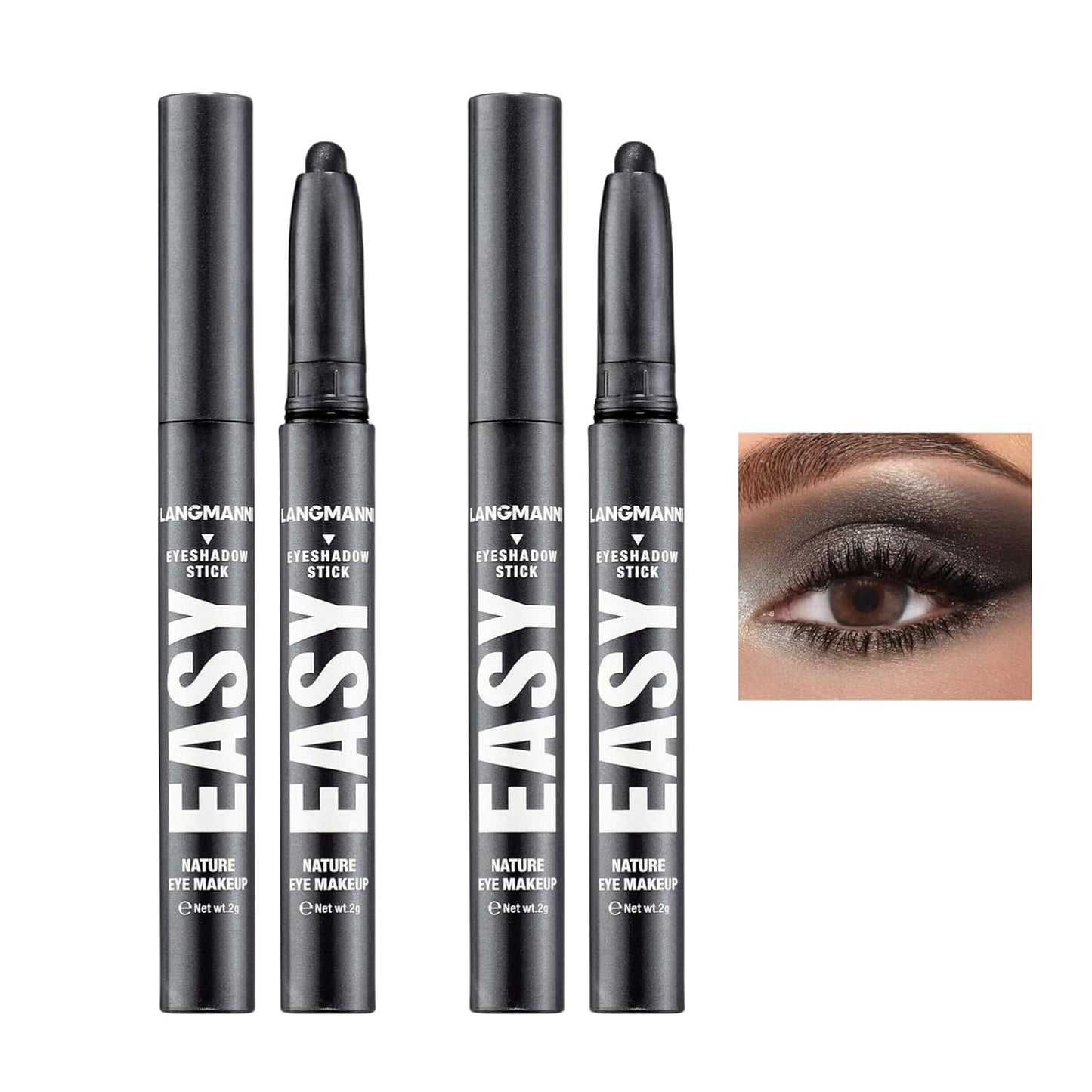 Jolilab Eyeshadow Stick, 2 Colors Matte Professional Bright-Colored Contouring and Highlight Stick, Cream Waterproof Long Lasting High Pigmented Eye Shadow.