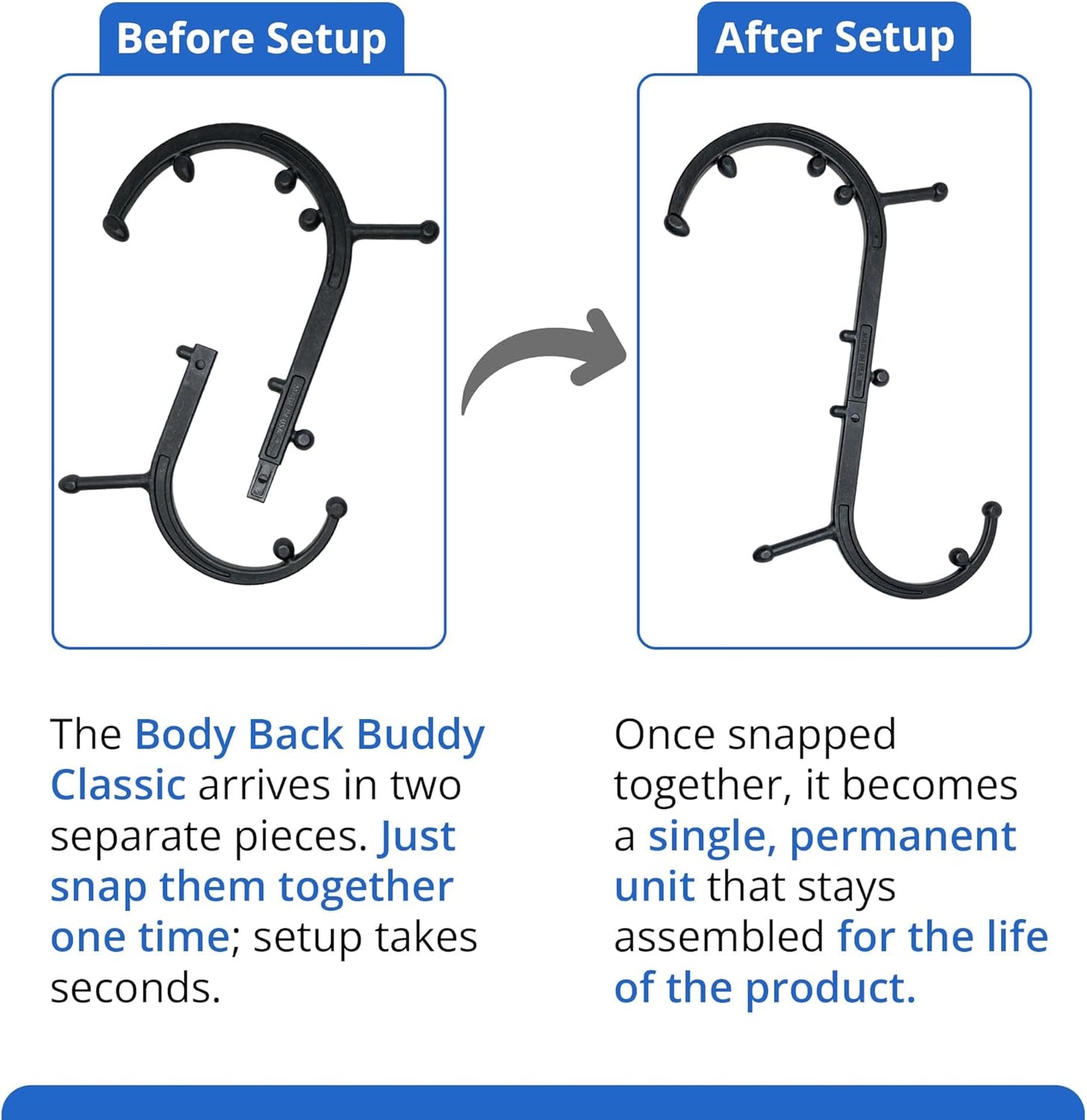 Body Back Buddy Classic USA Made Handheld Full Body Massage Cane Pressure & Trigger Point Massage Tool for Deep Tissue Pain Relief - Dual Massage Hooks for Back, Shoulder, Neck. Manual Back Massager