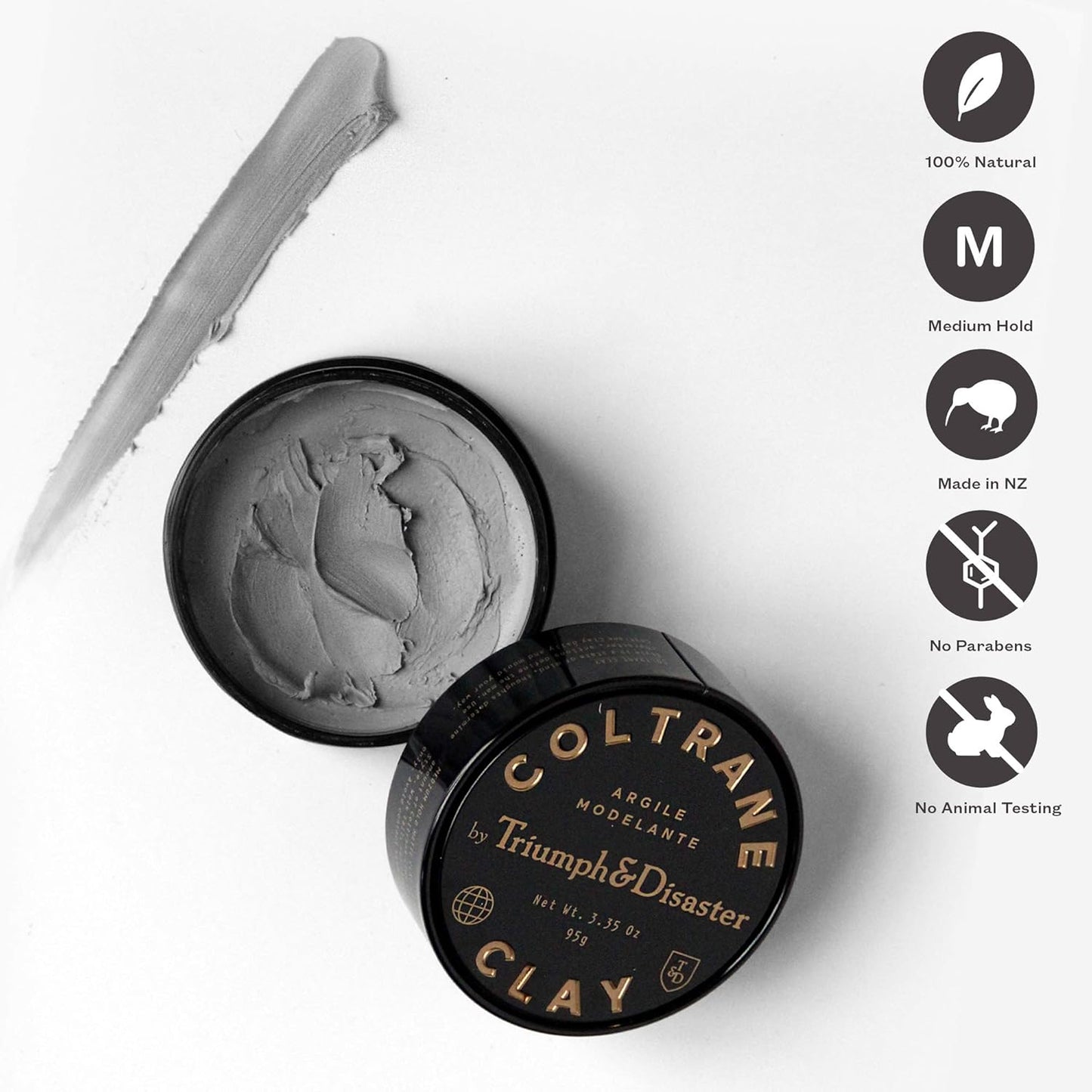 TRIUMPH & DISASTER Coltrane Hair Clay Pomade – Medium Hold, Matte Finish Styling Paste for Men and Women with Smoky Earth Scent, 65g