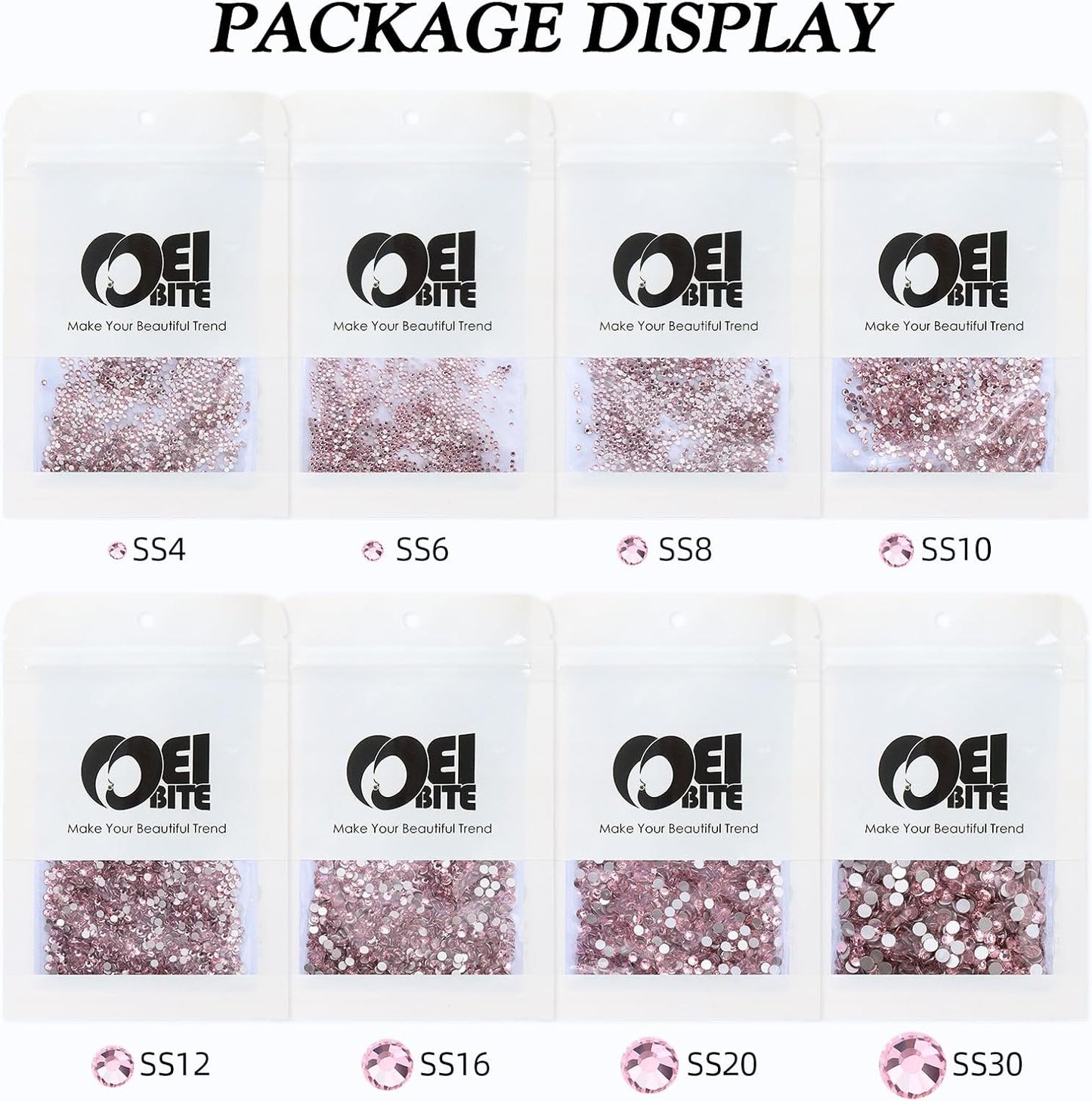 Pink Flatback Rhinestones, Glass Rhinestones for Nail Art and Craft, Glue Fix, Loose Crystal Gemstones(Pink, SS16, 1440pcs, 3.8-4.0mm)