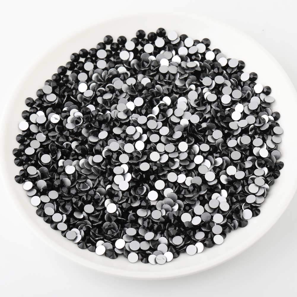 beadsland Flat Back Crystal Rhinestones Round Gems, Black (2.7-2.8mm) SS10/1440pcs