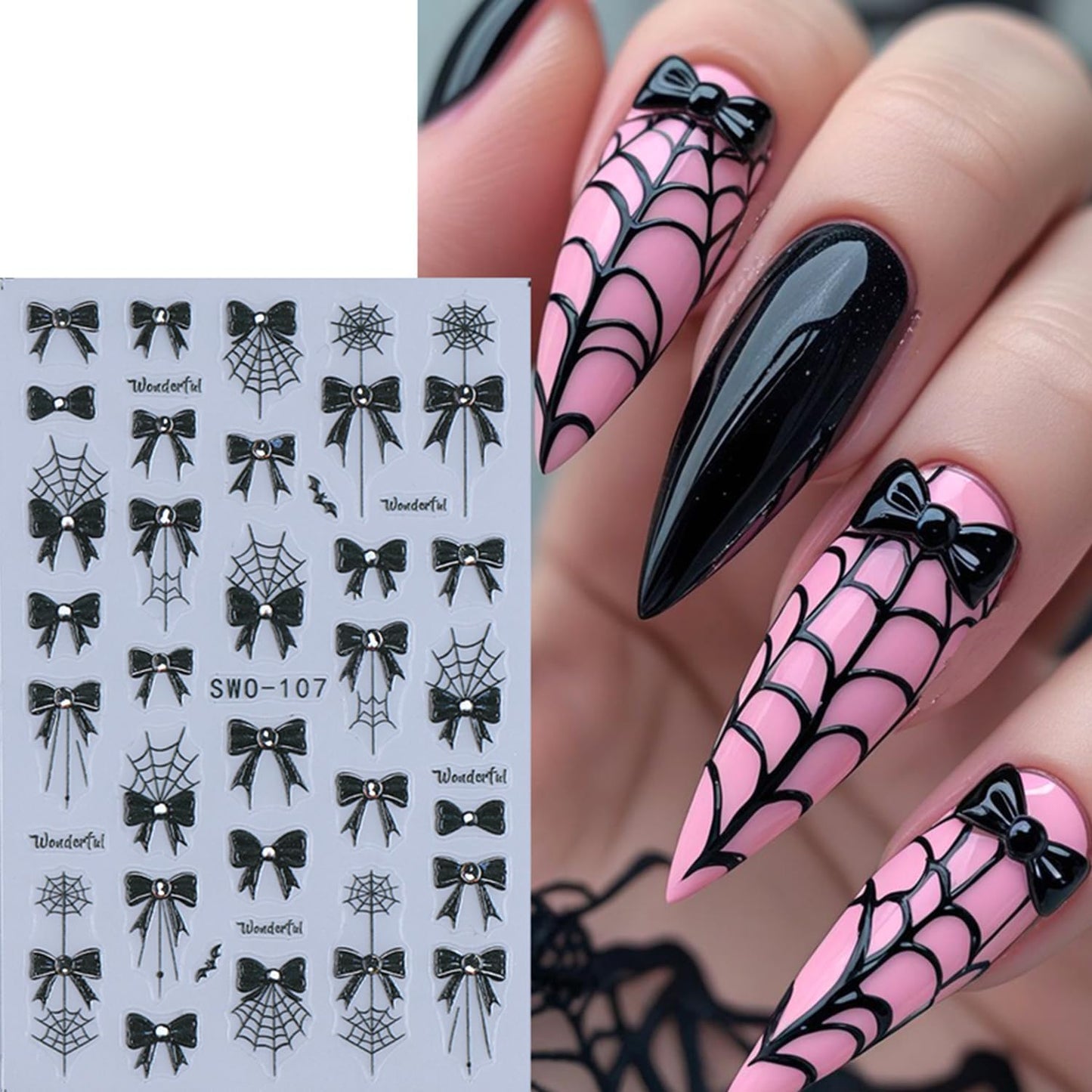 Red Black Halloween Nail Art Stickers Decal 5D Embossed Flower Spider Web Nail Stickers with Rhinestones Bow Blood Drop Nail Decals Self-Adhesive Spider Nail Art Decal for Women Halloween Decor