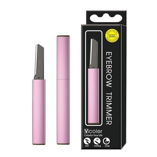 Exfoliating Eyebrow Razor Dermaplaning Tool Eyebrow Trimmer with 4 Replacement Blades, Facial Razors for Women Aluminum Alloy Handle & Stainless Steel Blade (Blue)