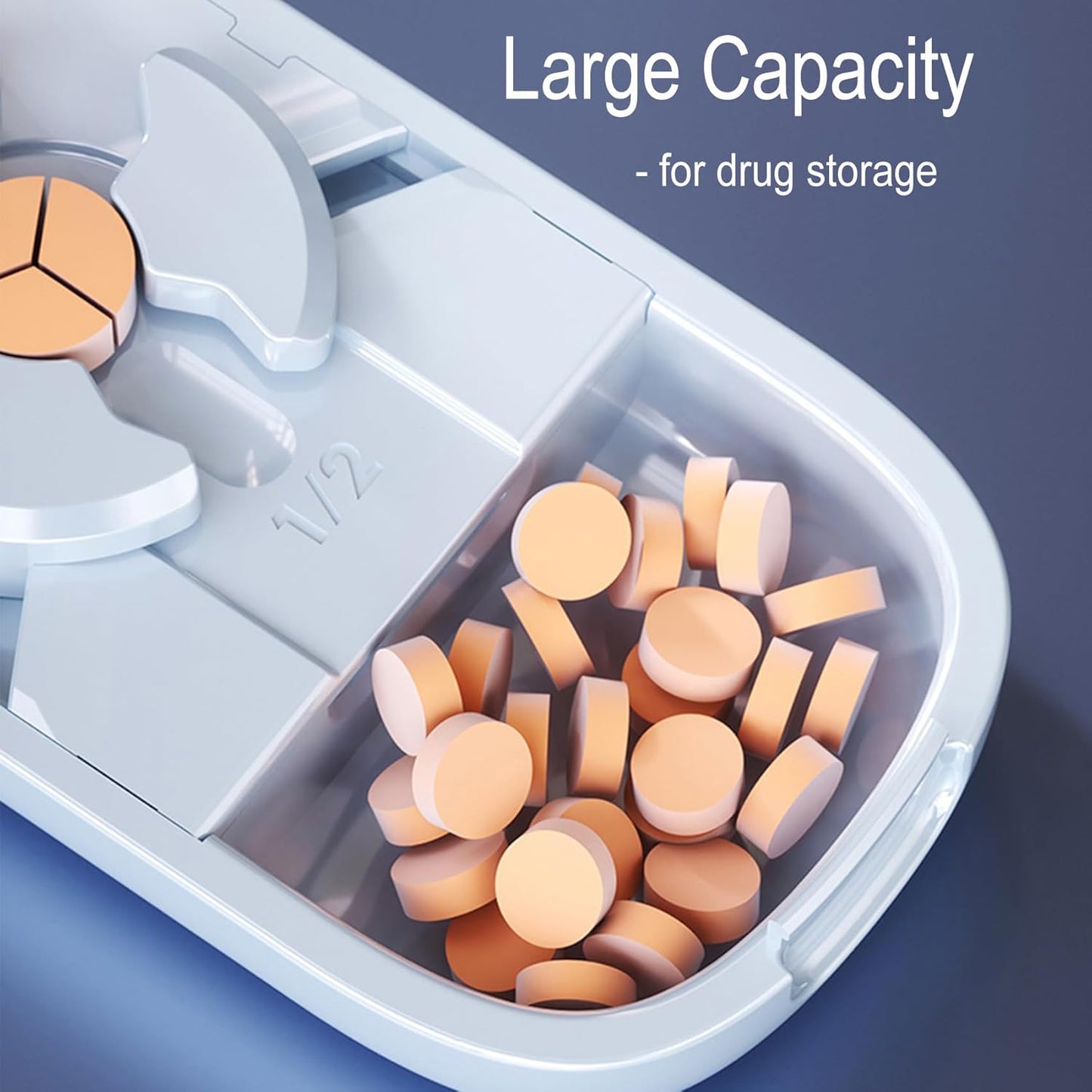 Pill Cutter Splitter for Small and Tiny Pills - Adjustable Pill Splitter with Centering Device for Cutting Multiple Pills, Accurate Alignment and Easy to Use (1/3 Blue)