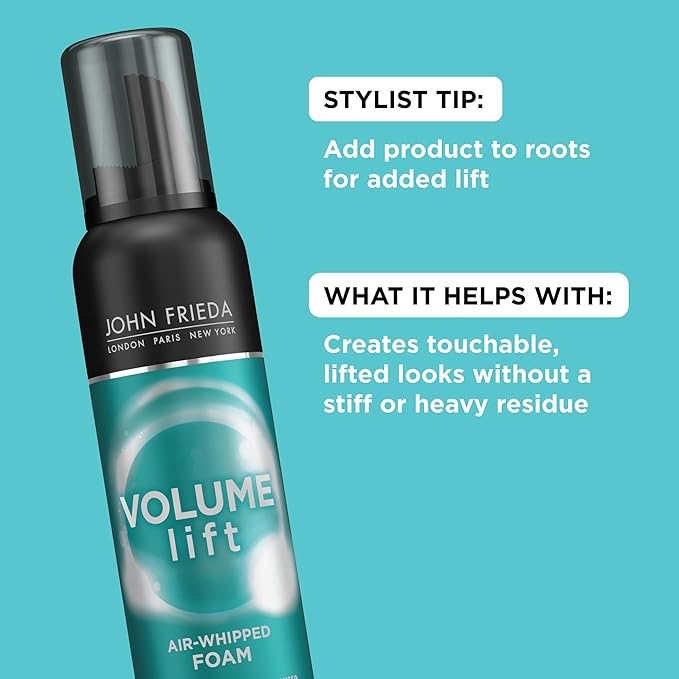 John Frieda Volume Lift Air Whipped Foam, Volumizing Hair Mousse with Air-Silk Technology for Fine or Flat Hair, Adds Lasting Body and Fullness with flexibile Hold, 7.5 Oz