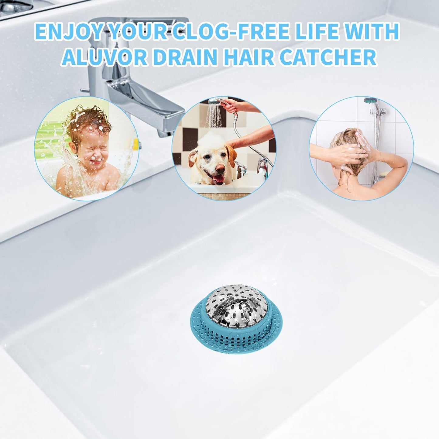 Shower Drain Hair Catcher, Shower Drain Cover, Bathtub Drain Hair Catcher for Pop-Up & Regular Drains
