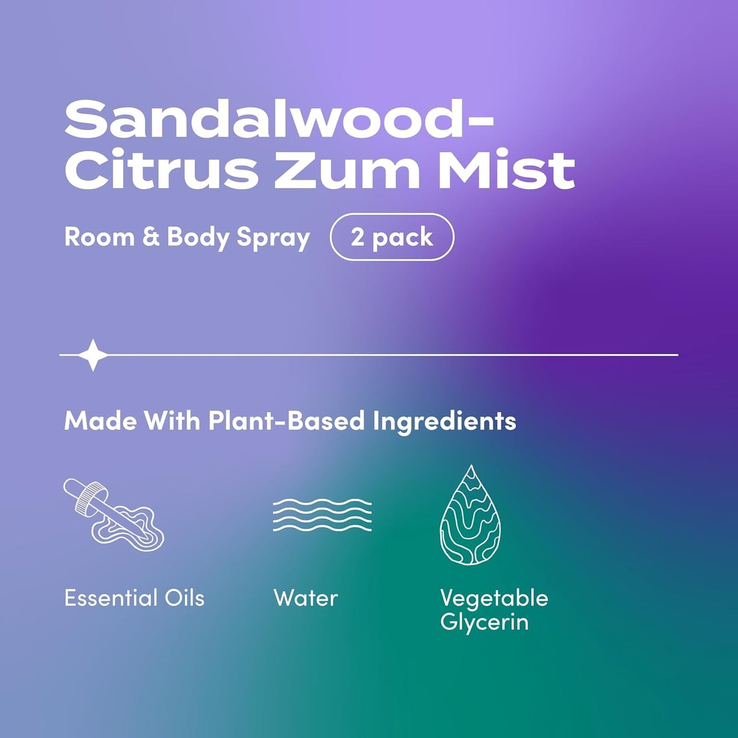 Indigo Wild Zum Mist Room & Body Spray - Aromatherapy Essential Oil Spray - Natural Body Mist & Room Spray - Sandalwood-Citrus Scent - 4 fl oz (2 Pack)