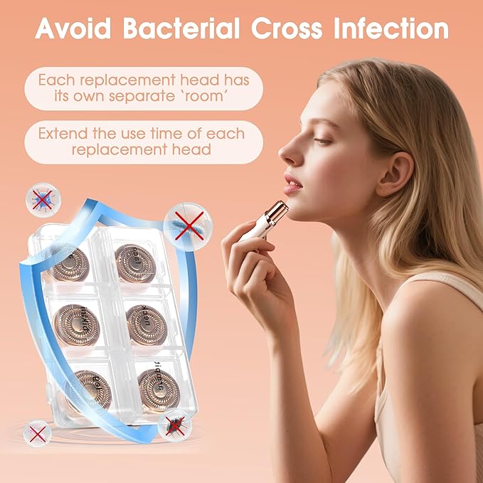 Replacement Heads for Flawless Hair Remover Gen 2, 18k Gold Facial Hair Remover Replacement Head with Compartment Storage Box, Women Painless Replacement Blades fit Finishing Touch Flawless