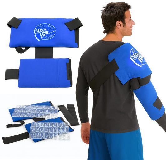 PRO ICE Shoulder Elbow Ice Therapy Wrap - Excellent for Treating Rotator Cuff injuries, Elbow Joint and Muscle Inflammation - Ice packs Included