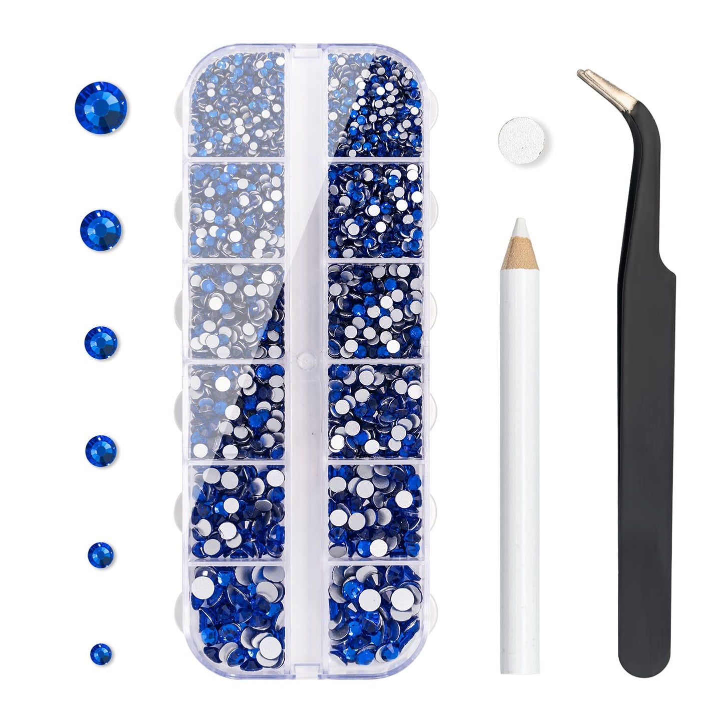 Flatback Crystal Rhinestones, 3792 Pieces Round Nail Gems Non Hot-fix Rhinestone SS6-SS20 Mixed Sizes Nail Art Rhinestones for Acrylic Nails, Crafts, Makeup, Clothes, Shoes, DIY Decorations