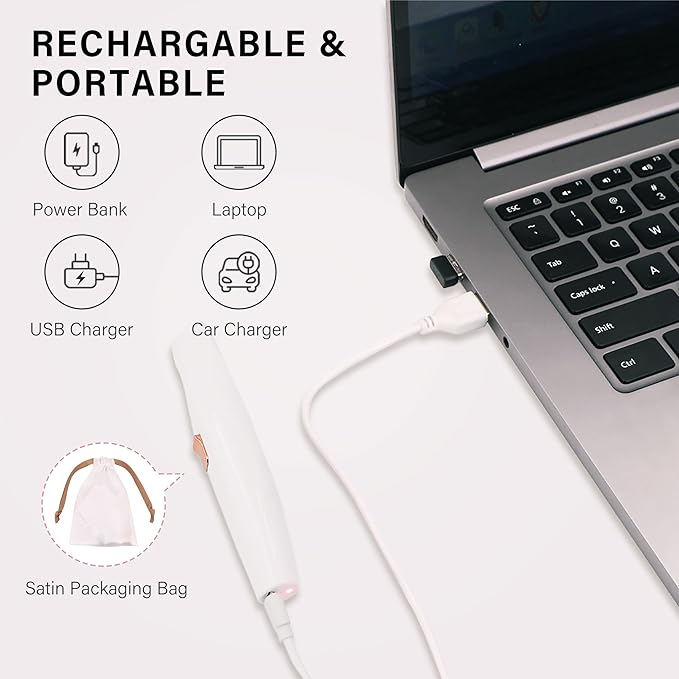 Facial Hair Removal for Women & Eyebrow Trimmer 2 in 1, Electric Shaver&Portable Peach Fuzz Hair Razor,Rechargeable Remover for Pubic Lips Face Ear Hair,Body Hands, Chin Beard with Light