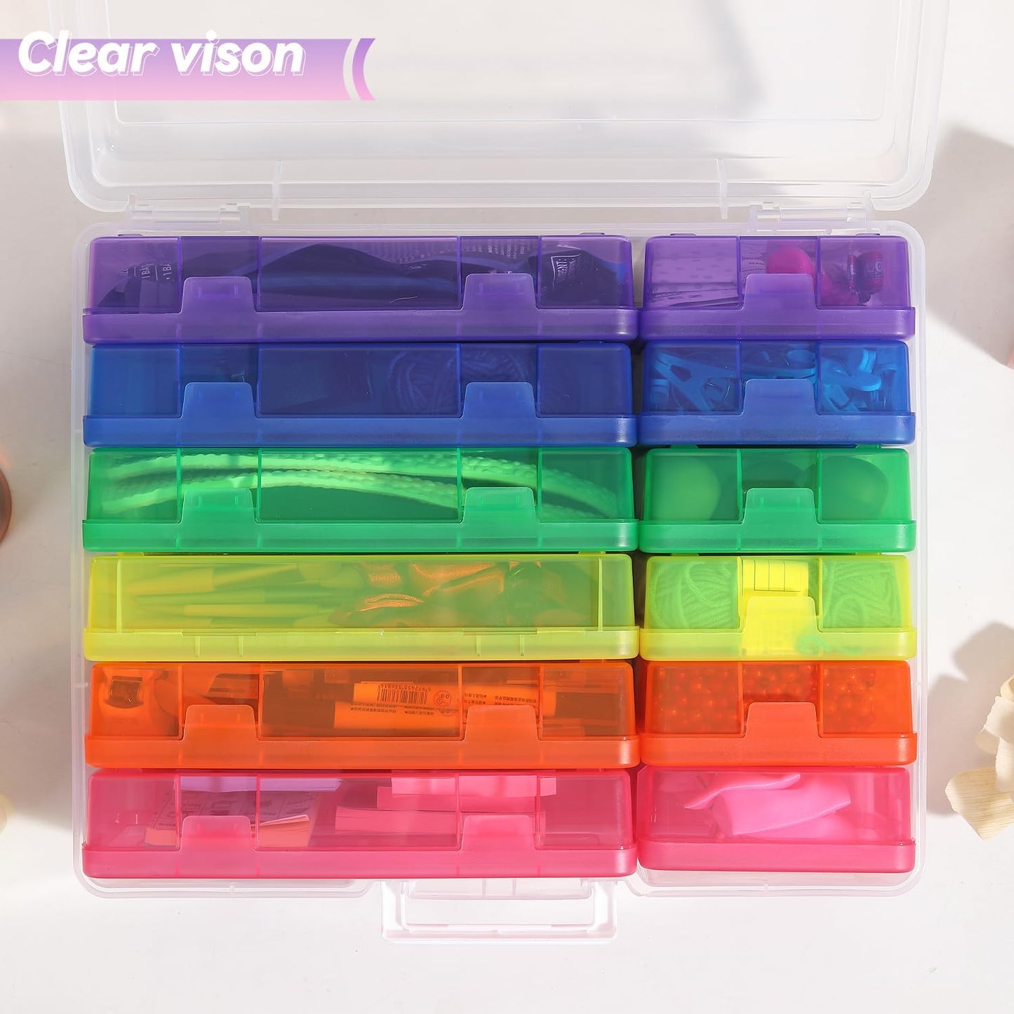 Plastic Storage Box Arts & Crafts Storage Boxes & Organizers With Large Storage Box Organizers And Small Rectangular Plastic Container For Craft Storage (6 Medium+ 6 Small-Color)