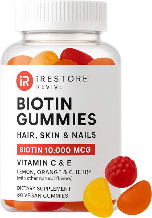 iRestore Hair Gummy Vitamins, Vegan Biotin Gummies for Hair Skin and Nails Gummies, Hair Gummies, Biotin Gummies for Hair Growth Biotin Vitamins Hair Vitamins Gummies for Women & Men, Biotin 10000mcg