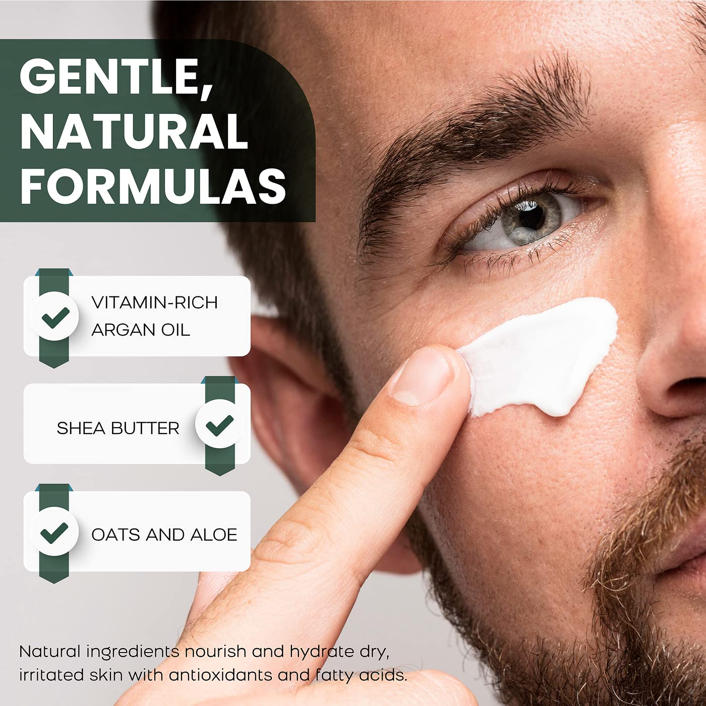 2-in-1 Aftershave Balm and Face Moisturizer for Men - Soothing Post Shave Cream & Moisturizer with Aloe, Argan Oil, Oats, Shea Butter - After Shave Balm for Men - Mens Aftershave, 1oz