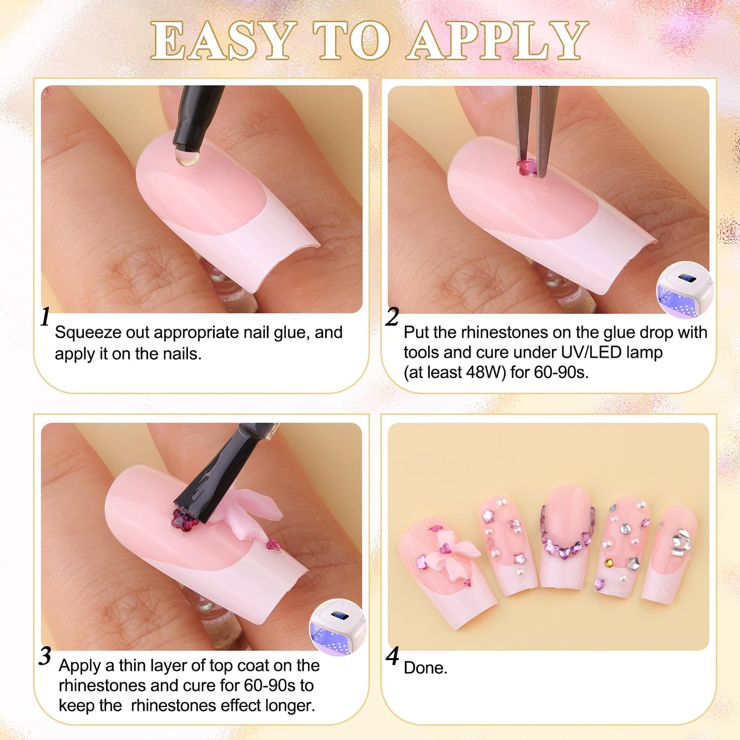 4700 PCS Muliti-Shape Colorful Rhinestones for Nail Art, 1.2-3 MM Resin Flatback Bedazzling Gems Mini Flower Bow Heart Star Butterfly, Kawaii Women Rhinestone Kit with Tweezers and Pickup Pencil