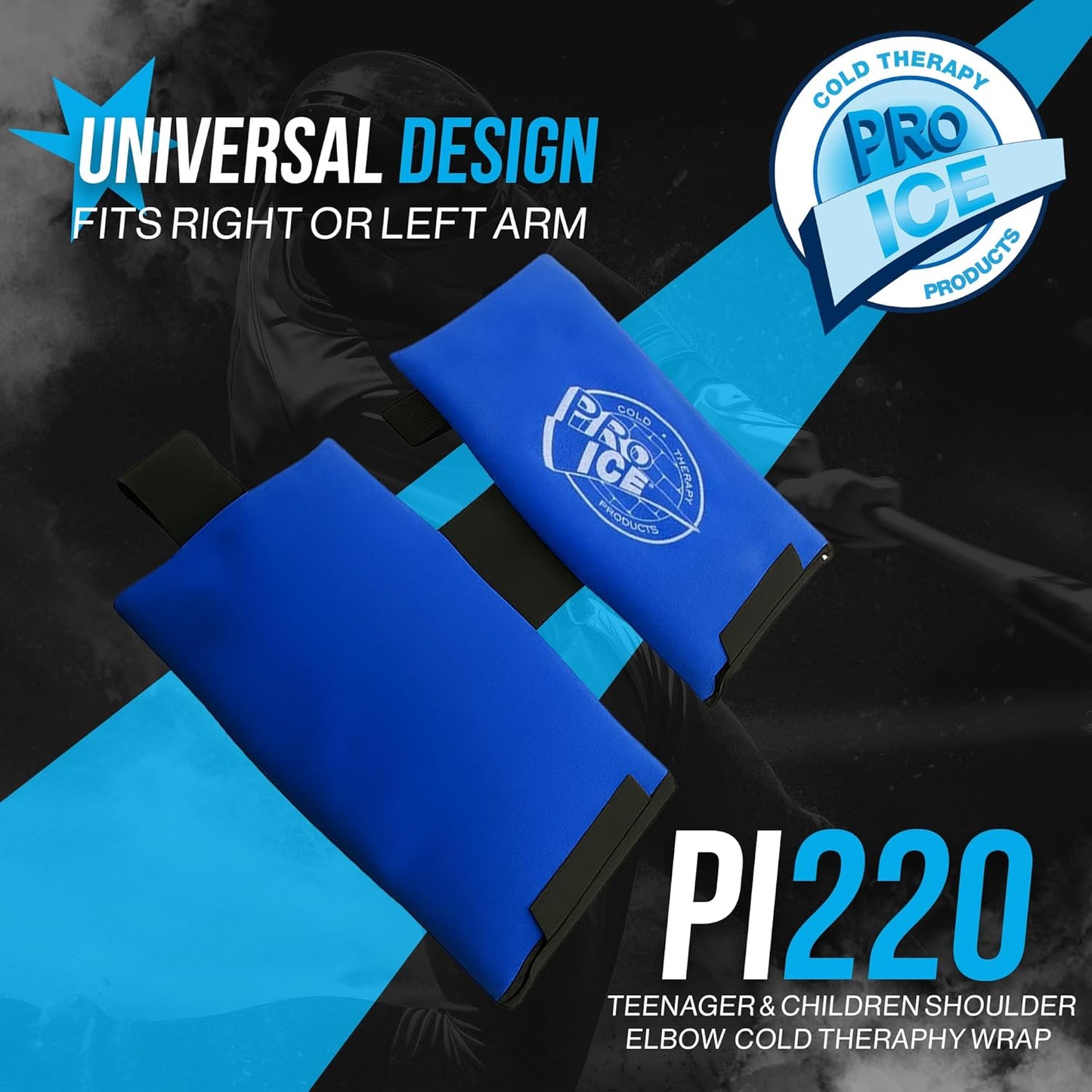 PRO ICE Shoulder Elbow Ice Therapy Wrap for Youth - Excellent for Treating Rotator Cuff injuries, Elbow Joint and Muscle Inflammation - Reusable Ice Packs Included - Arm Ice Pack Wrap for Pitchers