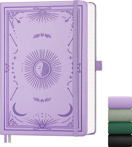 Lined Journal Notebook for Women Men, 192 Pages 100GSM Journals, A5 Hardcover Journaling, Leather Note Book for Writing, Travel, Business, Office, School, Prayer 5.7 x 8.3, (Light Purple)