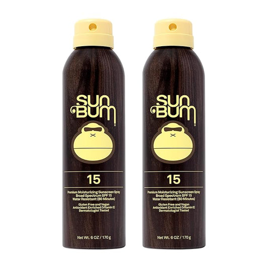 Sun Bum Original SPF 15 Sunscreen Body Spray | Broad Spectrum Moisturizing Sunblock with Vitamin E | Hawaii 104 Act Compliant (Octinoxate & Oxybenzone Free) | 2 Pack, 6 oz