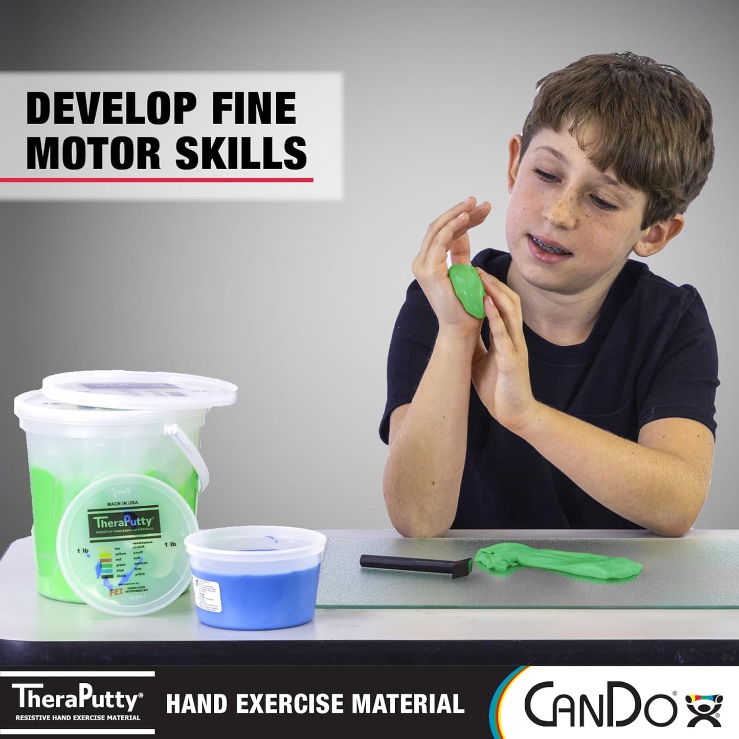 CanDo Theraputty Plus Hand Exercise Putty for Rehabilitation, Exercises, Hand Therapy, Hand Strengthening, Stress Relief - Green 2 oz Medium