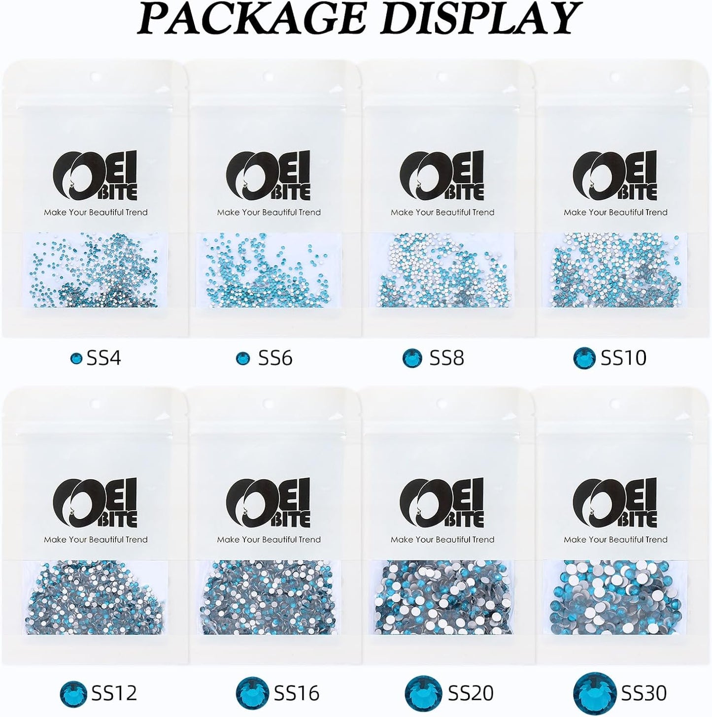 Malachite Blue Flatback Rhinestones, Glass Rhinestones for Nail Art and Craft, Glue Fix, Loose Crystal Gemstones(Malachite Blue, SS10, 1440pcs, 2.7-2.8mm)